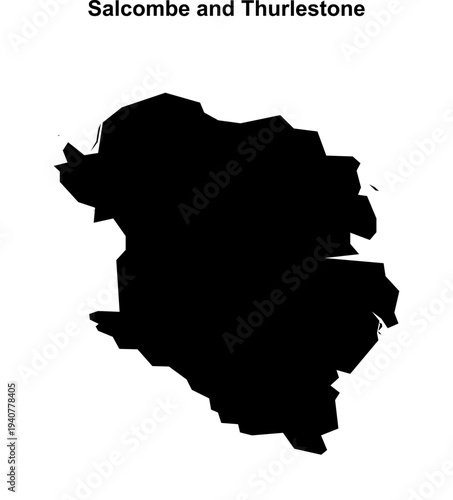 Salcombe and Thurlestone (England) blank outline map