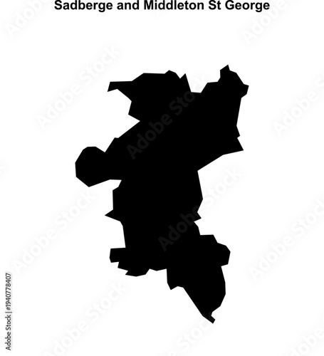 Sadberge and Middleton St George (England) blank outline map