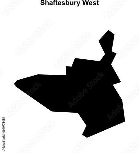 Shaftesbury West (England) blank outline map