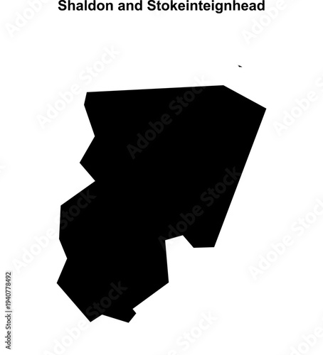 Shaldon and Stokeinteignhead (England) blank outline map