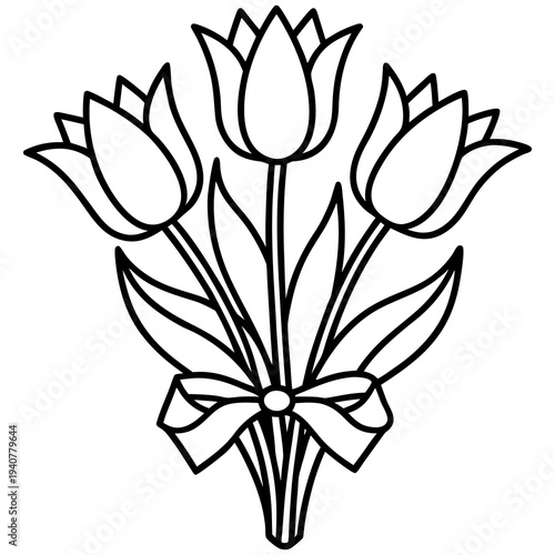 A vintage black and white lily vector illustration featuring a floral design with elegant petals and leaves for nature inspired spring art