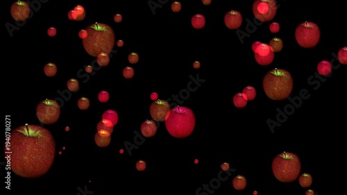 Wallpaper Mural Floating Red Apples On Black Background  Surreal Falling Fruit Pattern And Minimal Still Life Composition Torontodigital.ca