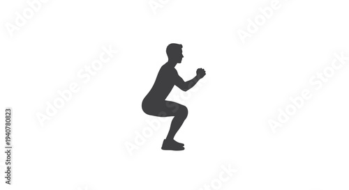 Vector silhouette of a man doing squats with dumbbell