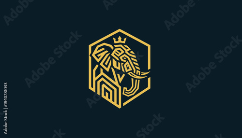 Golden Lion Logo Design Element.