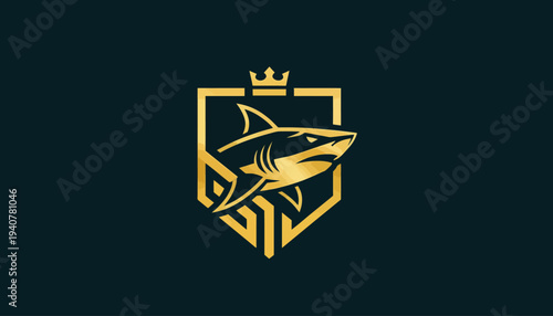 Golden Marlin Fish Logo Design Element.
