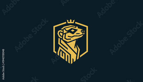 Golden Meerkat Logo Design Element.