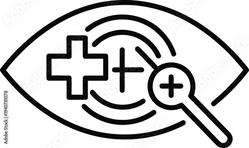 Eye examination icon outline vector illustration for ophthalmology service