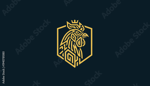 Golden Rooster Logo Design Element.