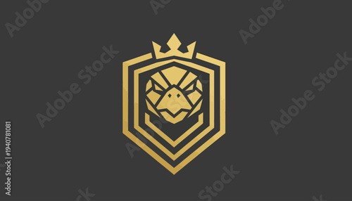Golden Shield Logo with Crown Emblem.