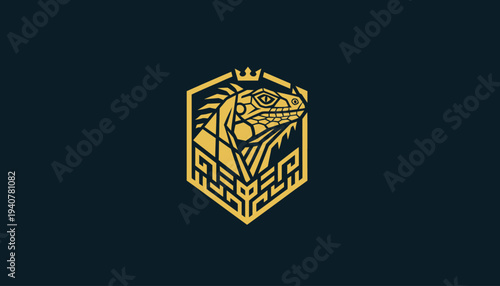 Golden Snake Logo Design Element.