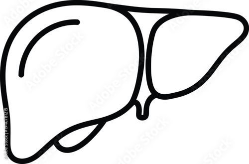 Human liver organ icon line art drawing symbol for healthcare and medical concepts