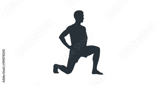 Black silhouette of a man in a lunge position vector