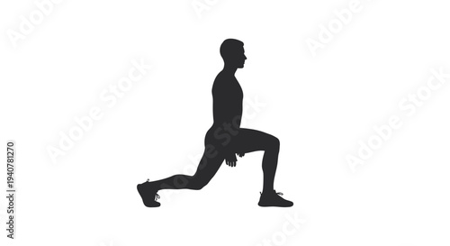 Vector silhouette of a man doing a lunge exercise