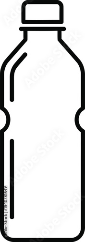 Plastic water bottle with cap outline icon isolated on white background