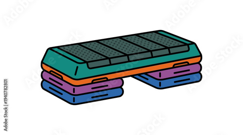 Flat vector icon of an aerobic step platform, isolated object, modern flat design with outline stroke