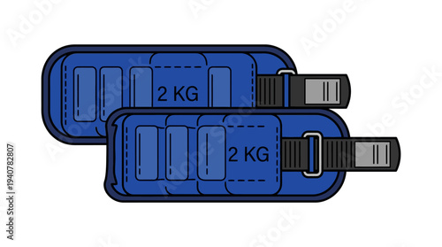 Flat vector icon of ankle weights for fitness training, isolated object, simple flat design with outline style