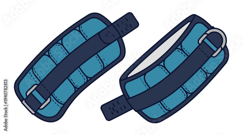 Flat vector icon of ankle weights for fitness training, isolated object, simple flat design with outline style