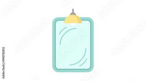 Flat vector icon of a bathroom mirror, isolated object, simple flat design, pastel color palette