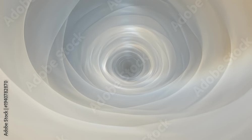 Swirling abstract tunnel of soft, flowing, translucent light and shadow