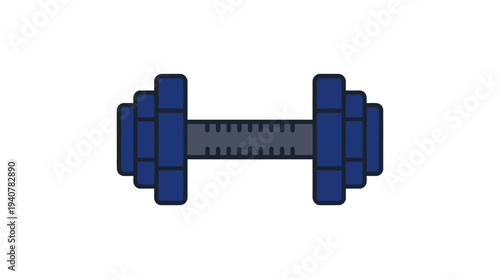 Flat vector icon of a dumbbell fitness equipment, isolated object, simple flat design with clean outline stroke