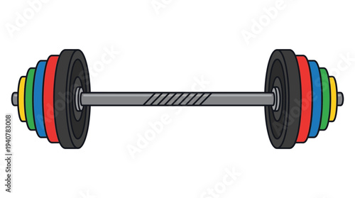Flat vector icon of a barbell weightlifting equipment, isolated object