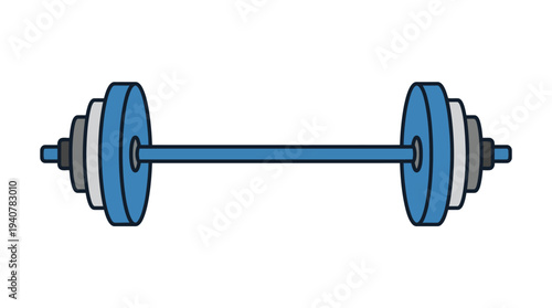 Flat vector icon of a barbell weightlifting equipment, isolated object
