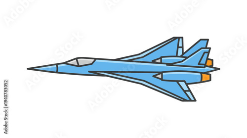 Flat vector icon of a stealth fighter jet aircraft, isolated object, angular stealth aircraft shape