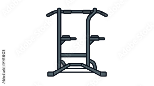 Flat vector icon of a pull up bar workout equipment, isolated object, minimal flat design with outline stroke, solid colors without gradient, clean simple geometry