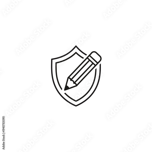 Shield with Pencil Security Protection Icon.
