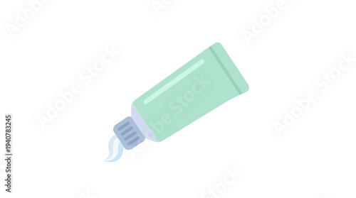 Flat vector icon of a toothpaste tube, isolated object, simple flat design, pastel color scheme