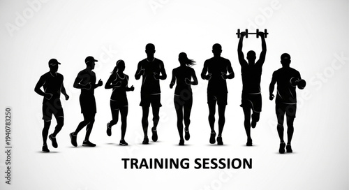 Group of people exercising together in a training session.