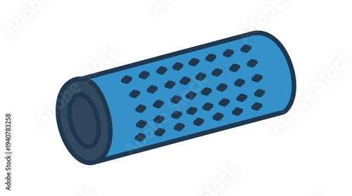 Flat vector icon of a foam roller for muscle recovery, isolated object, simple flat design with outline stroke,