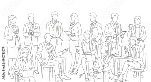 Group of People Posed Together in a Line.