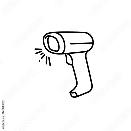 Hand drawn barcode scanner icon illustration.