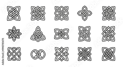 Collection of Celtic Knotwork Designs and Patterns in Vector Illustrations
