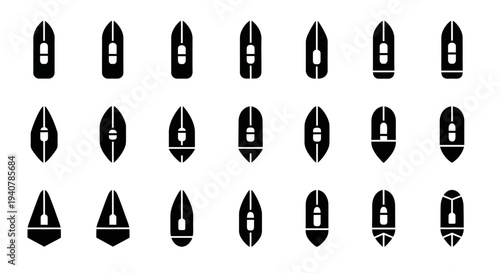 Collection of various black and white seed icons arranged in a grid pattern