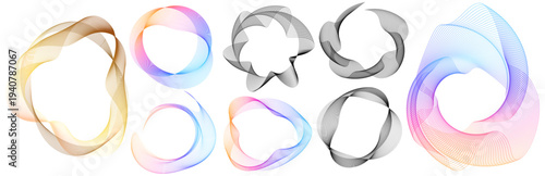 Spiral Wave Line Shapes Set Color
