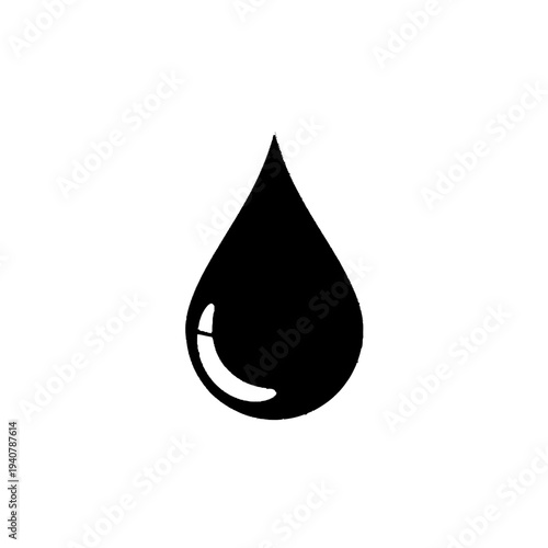 Black liquid drop icon on white background.