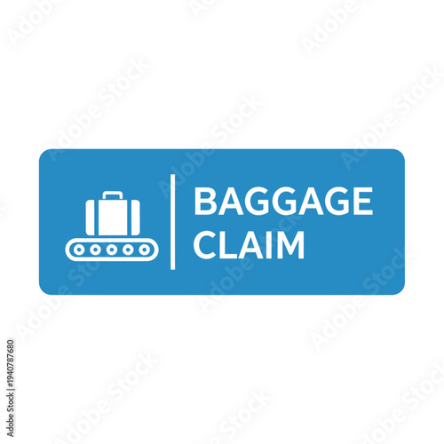 Baggage Claim Sign with Suitcase Icon on Conveyor Belt