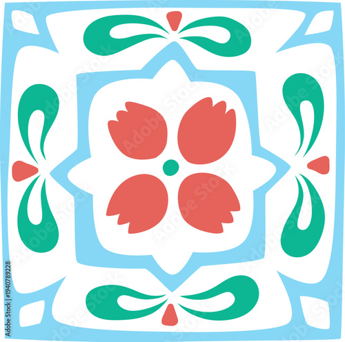 Floral Mediterranean Porcelain Tile Pottery