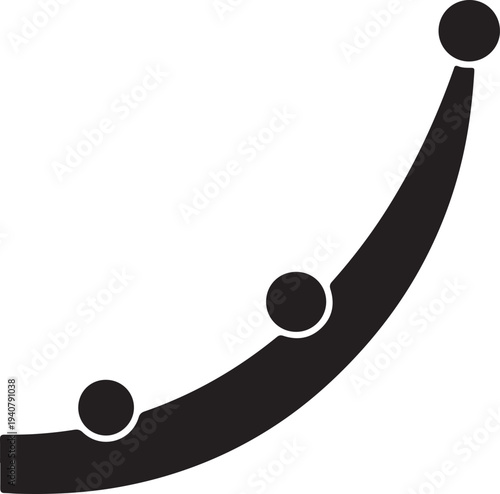 Curved Path with Circles Silhouette Vector Icon