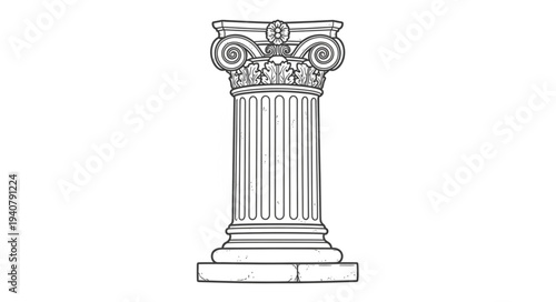 Ionic Column Architectural Element Drawing.