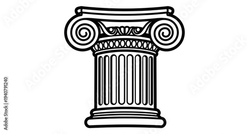 Ionic Column Capital Architectural Detail Line Drawing.