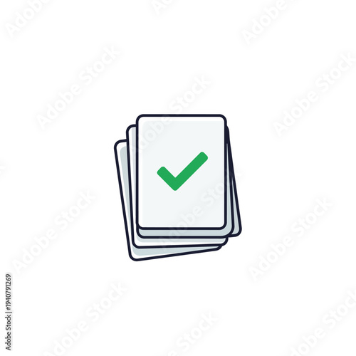 Free Download Stack of cards with green checkmark. - GFXLoad