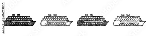Sketch cruise ship icon design set