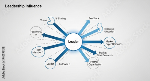 Leadership influence diagram showing connections and impact.