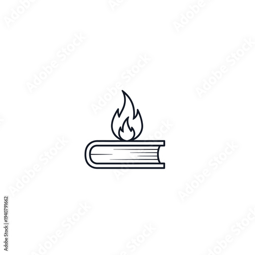Burning Book with Flame on Top.