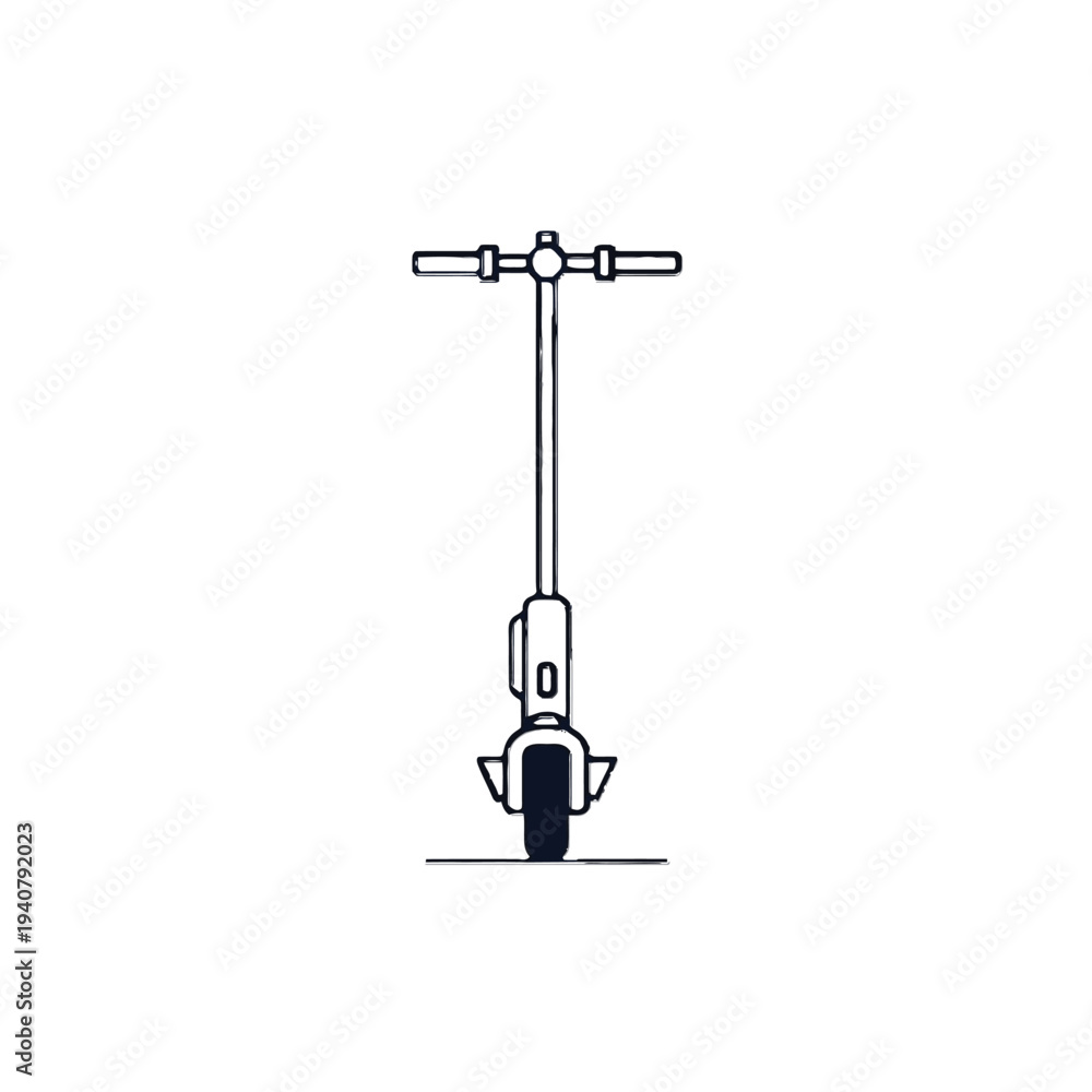 Naklejka premium Simple line drawing of an electric scooter on a white background.