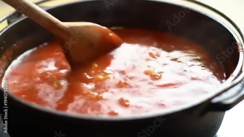 Wallpaper Mural Stirring Tomato Sauce In a Pot. Torontodigital.ca