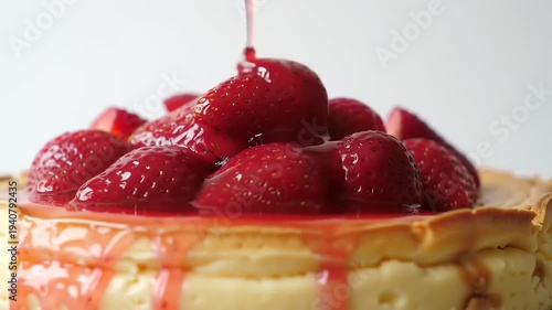 Wallpaper Mural Strawberry sauce drizzled on cheesecake. Torontodigital.ca